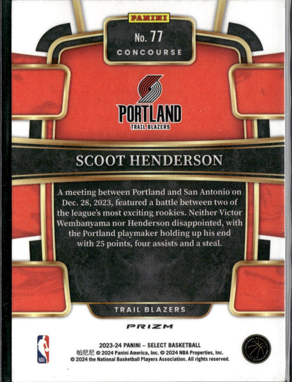 2023-24 Panini Select Scoot Henderson Rookie Blue (Retail Base) #77
