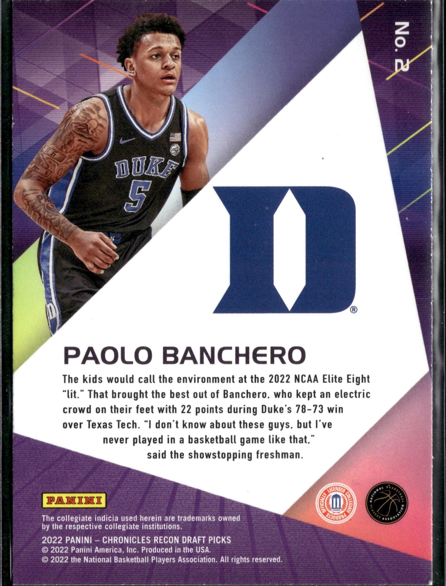 2022 Panini Chronicles Draft Picks Paolo Banchero Recon #2