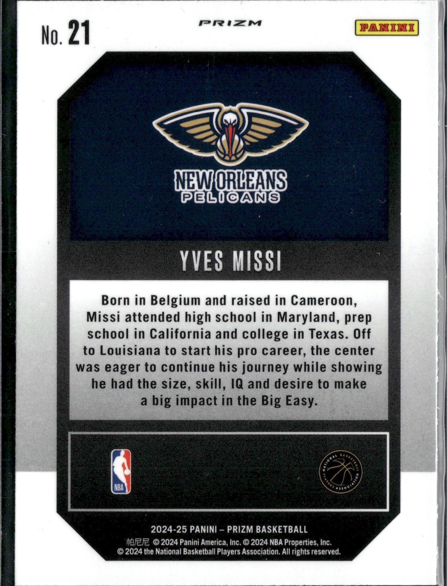 2024-25 Panini Prizm Yves Missi Emergent Prizms Green #21