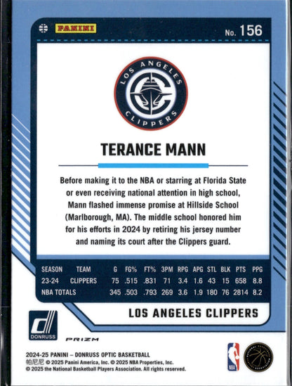 2024-25 Donruss Optic Terance Mann Blue Velocity #156