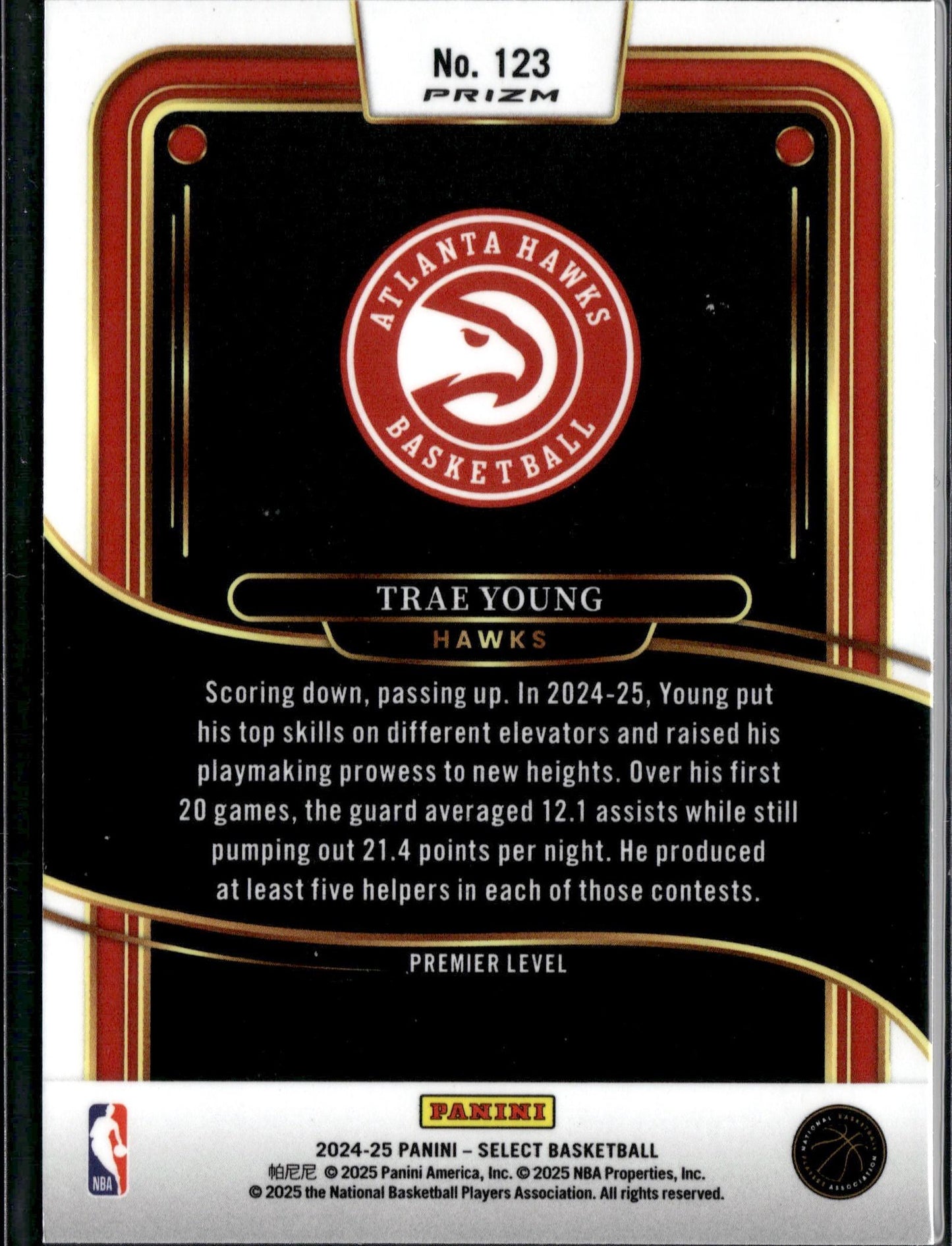 2024-25 Panini Select Trae Young Orange Flash Prizm #123