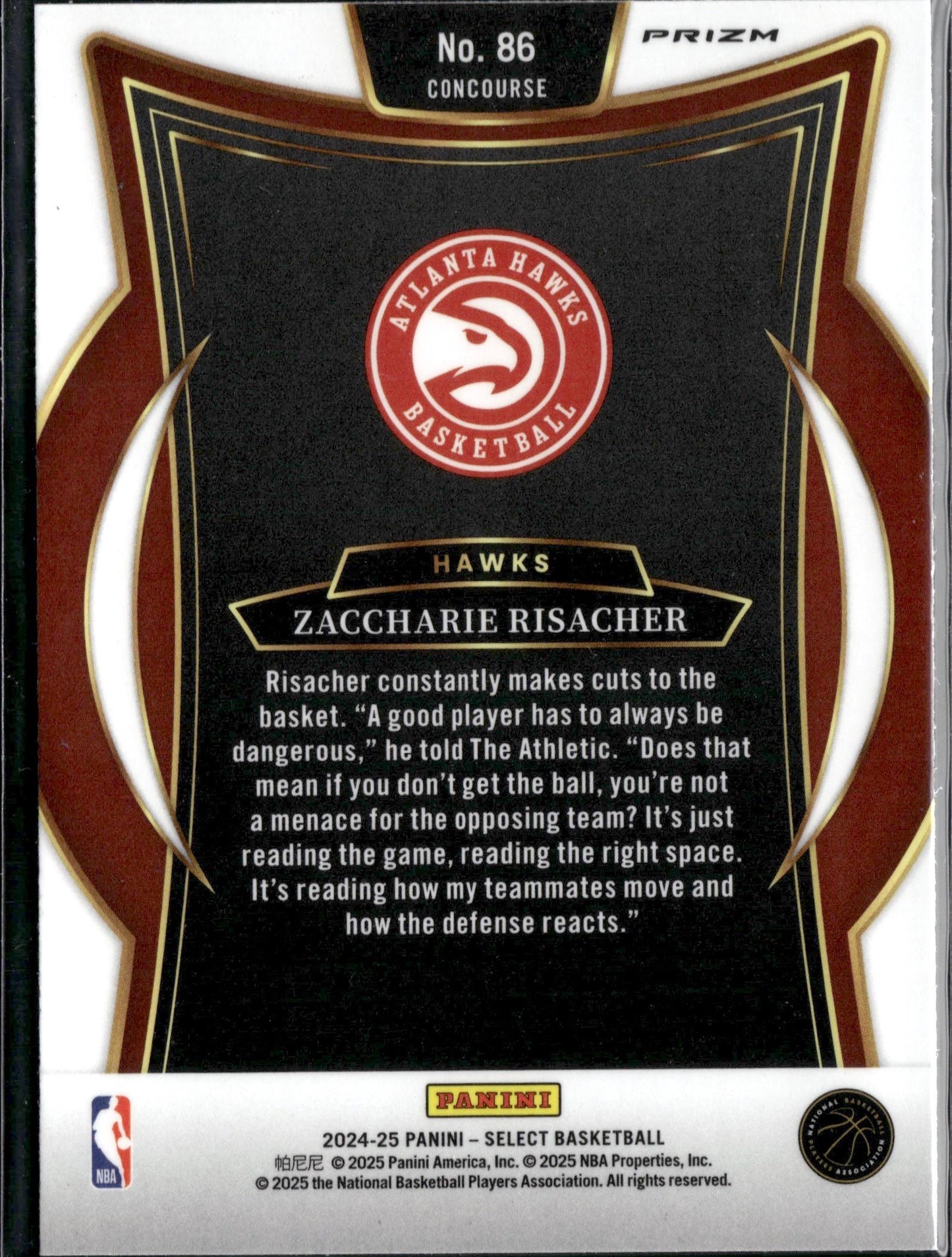 2024-25 Panini Select Zaccharie Risacher Rookie Blue (Retail) #86