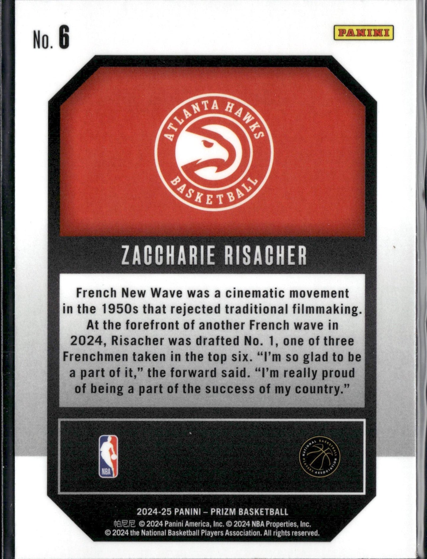 2024-25 Panini Prizm Zaccharie Risacher Emergent #6