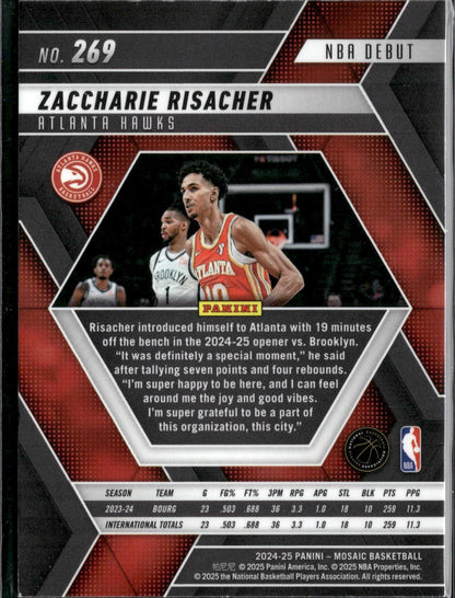 2024-25 Panini Mosaic Zaccharie Risacher Rookie Base Mosaic #269