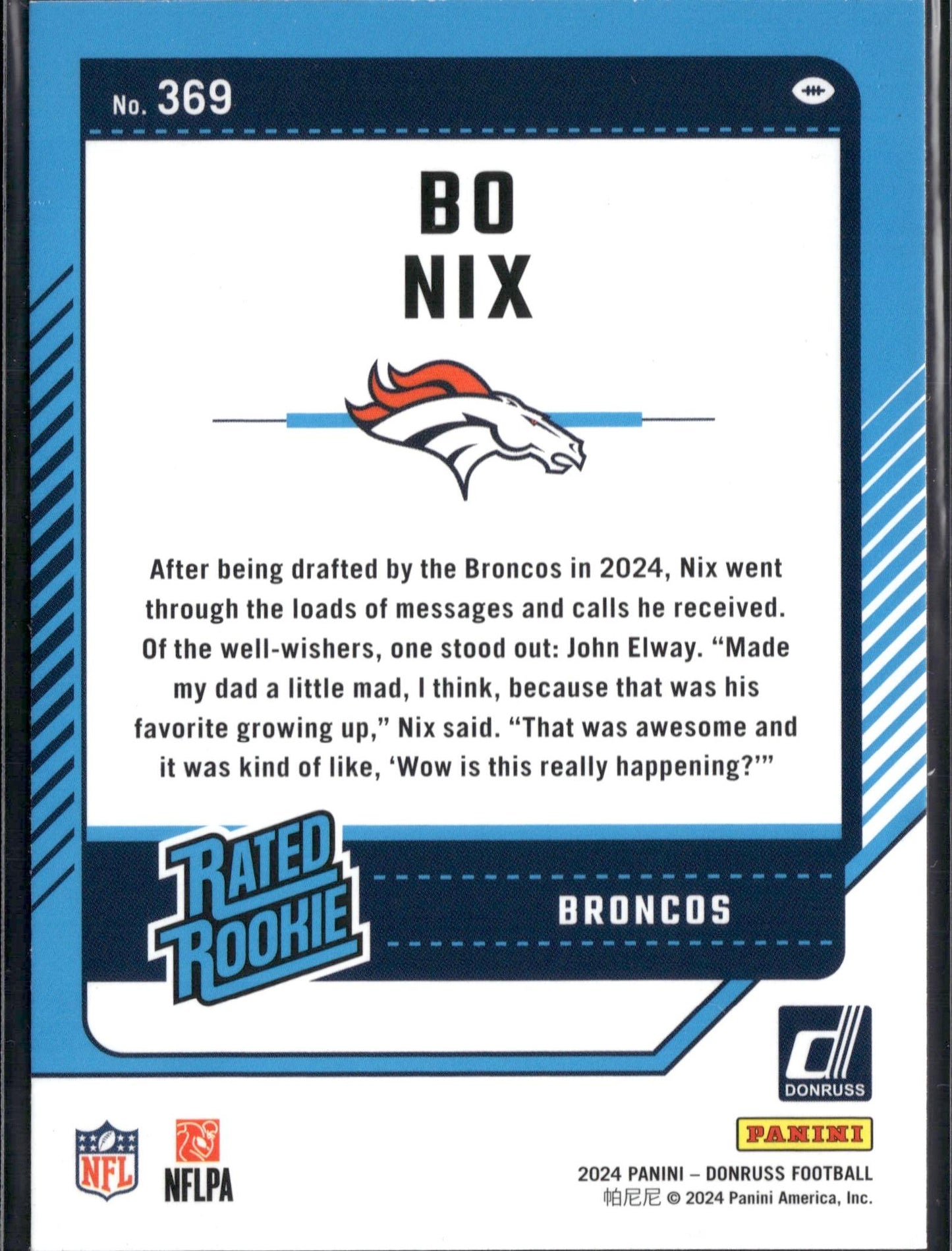 2024 Donruss Bo Nix Rated Rookie #369