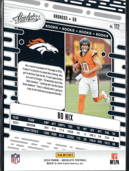 2024 Panini Absolute Bo Nix Rookie Retail #112