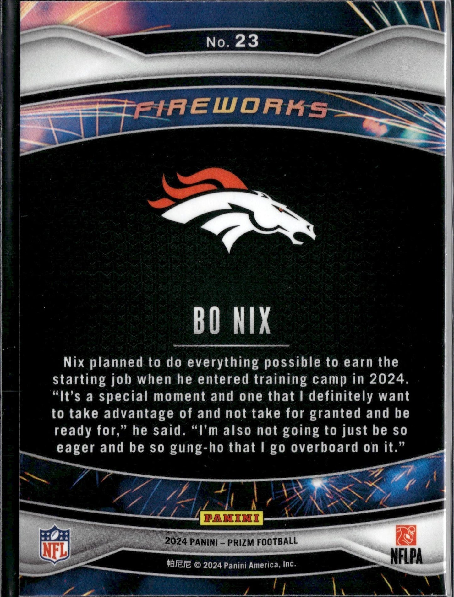 2024 Panini Prizm Bo Nix Fireworks #23