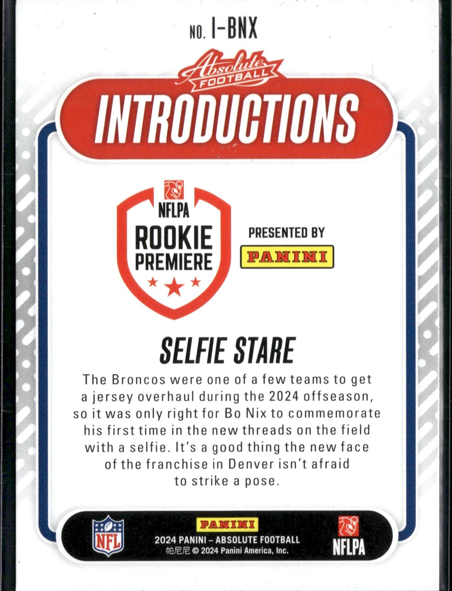 2024 Panini Absolute Bo Nix Introductions #I-BNX