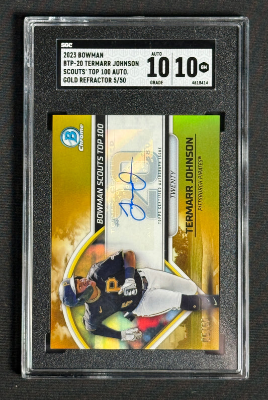 2023 Bowman Termarr Johnson Top 100 True Gold Auto /50 BTP20 eBay 1/1 SGC GEM 10