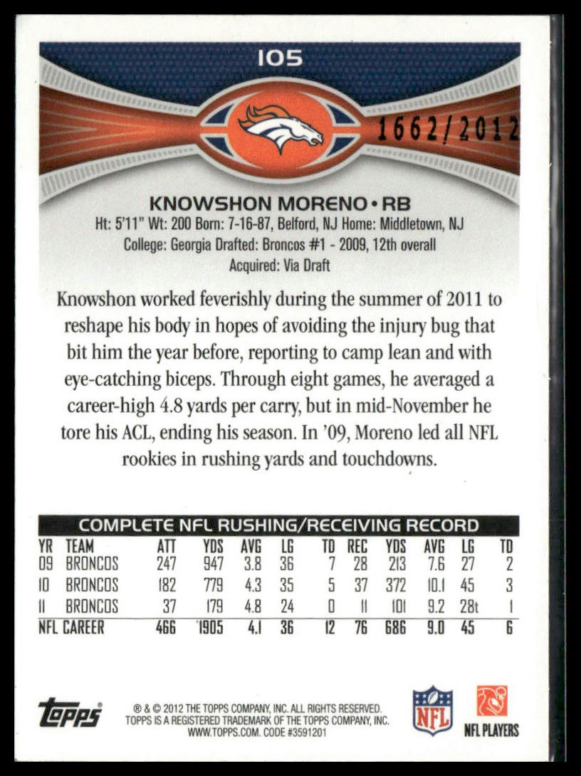 2012 Topps Knowshon Moreno #105