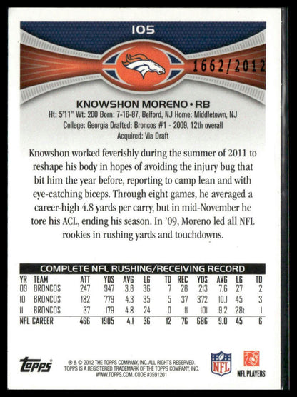2012 Topps Knowshon Moreno #105