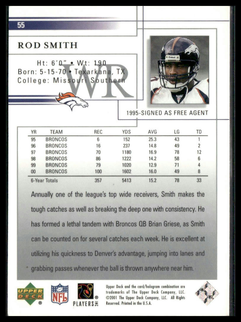 2001 Upper Deck Rod Smith #55