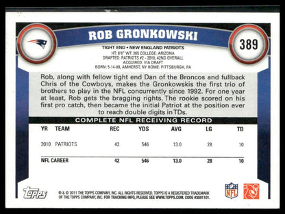 2011 Topps Rob Gronkowski #389