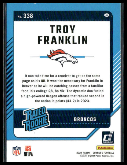 2024 Donruss Troy Franklin Rookie #338
