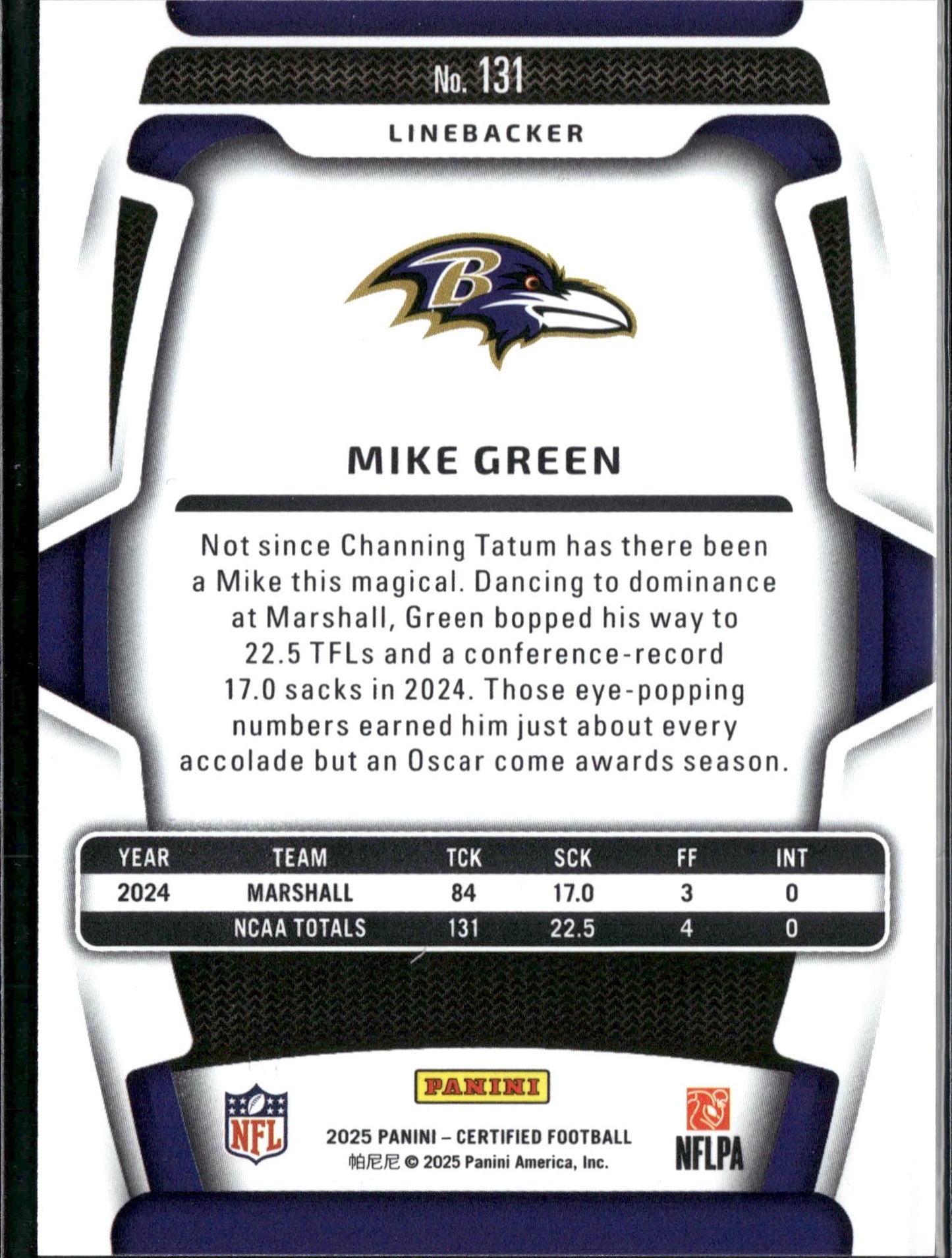 2025 Panini Certified Mike Green Rookie Mirror Pink #/225 #131