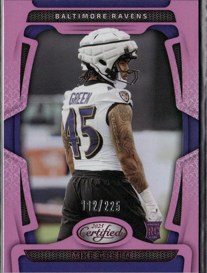 2025 Panini Certified Mike Green Rookie Mirror Pink #/225 #131