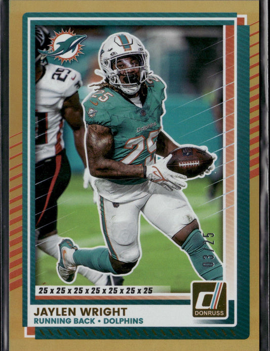 2025 Donruss Jaylen Wright Gold Parallel Jersey Number #/25 #143