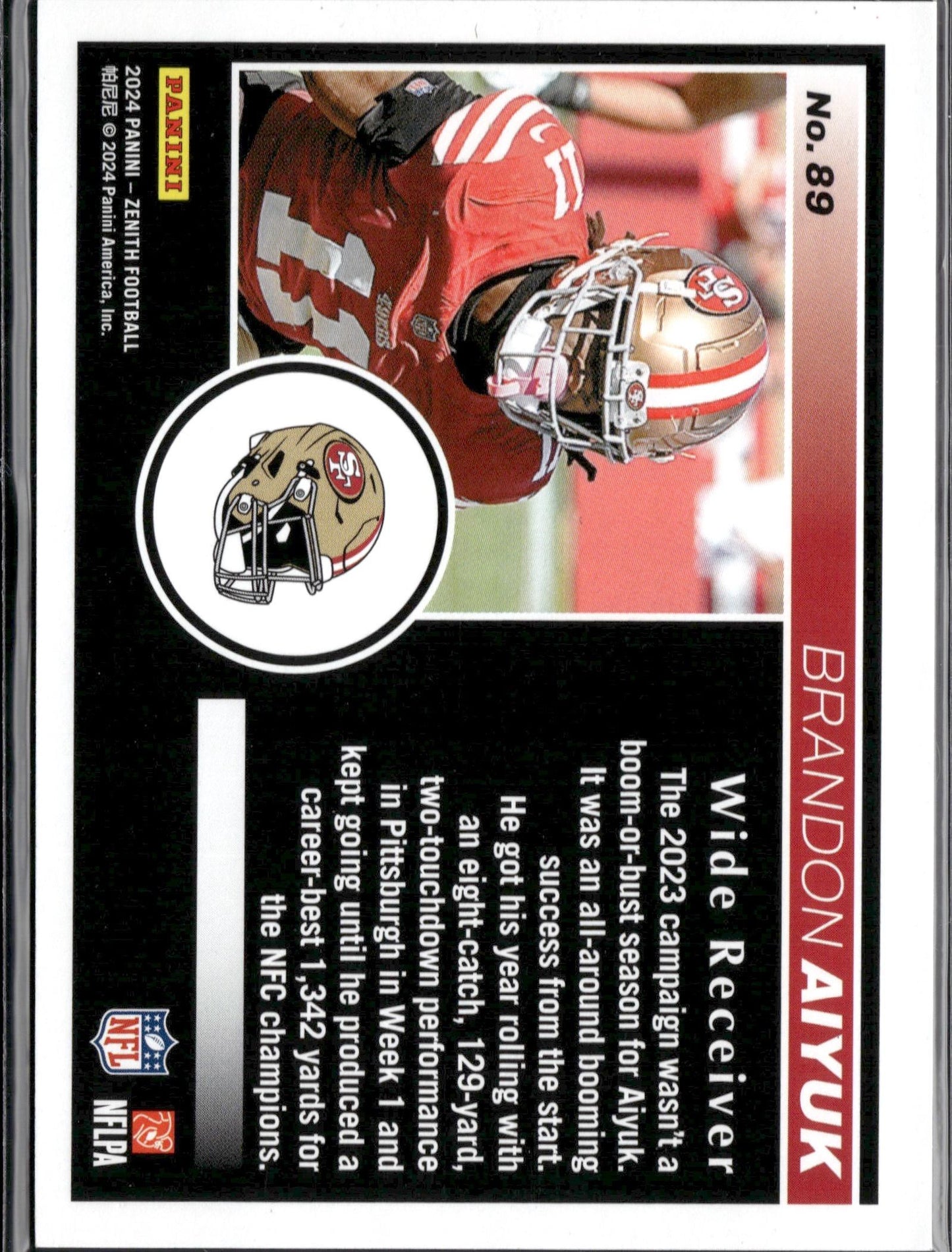 2024 Panini Zenith Brandon Aiyuk 2nd Down #/50 #89