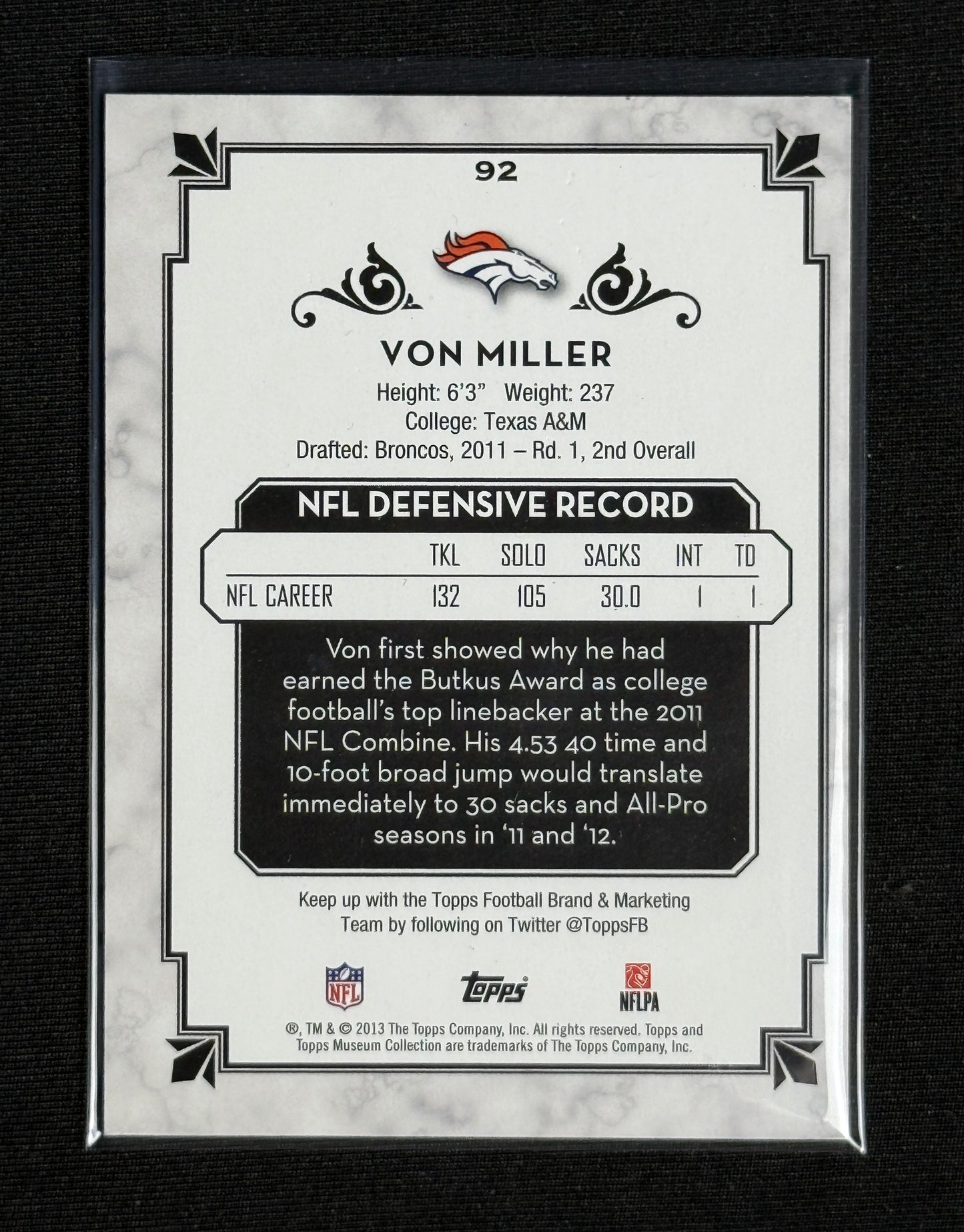 2013 Topps Museum Collection Von Miller #92