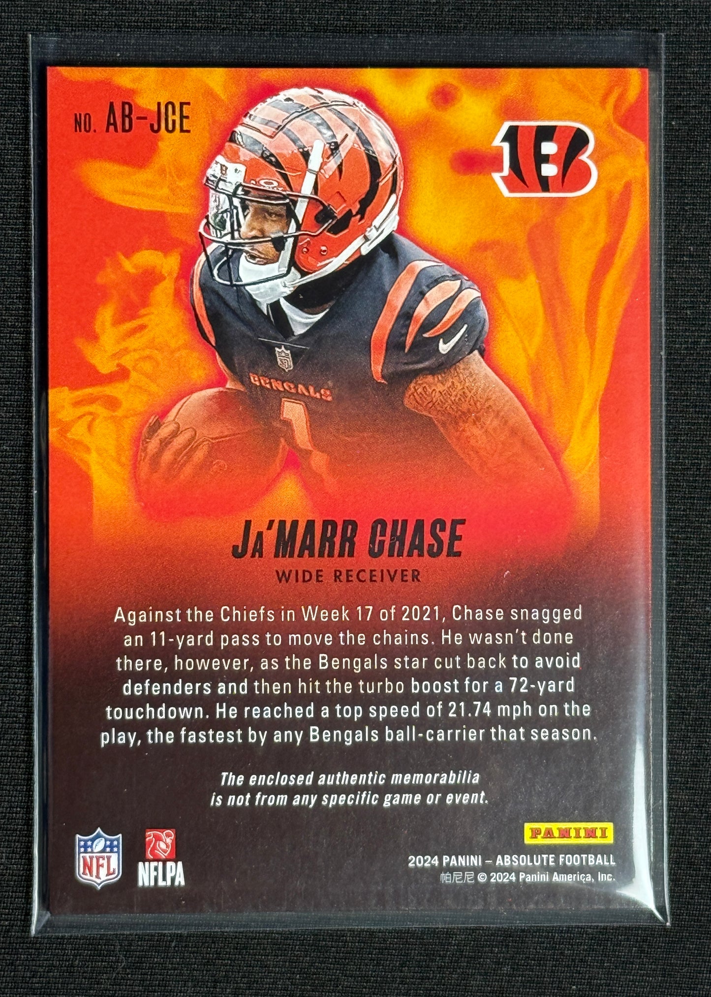 2024 Panini Absolute Ja'Marr Chase Absolute Burners #AB-JCE