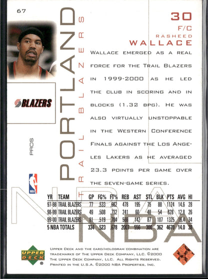 2000-01 Upper Deck Pros & Prospects Rasheed Wallace #67