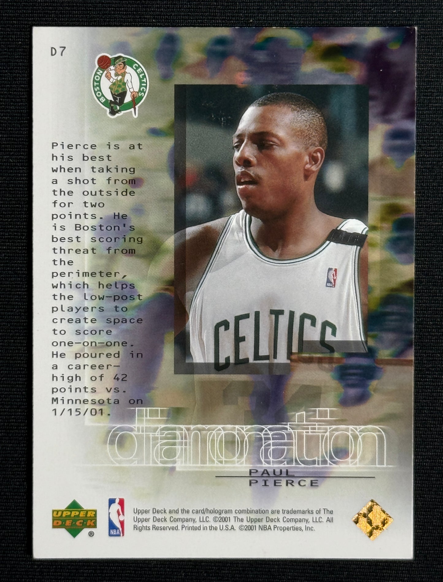 2000-01 Upper Deck Black Diamond Paul Pierce Diamonation #D7