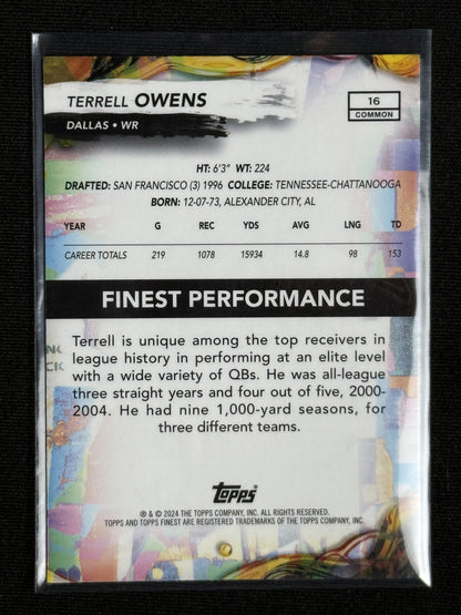 2024 Finest Terrell Owens Blue Checkerboard Refractor #/99 #16