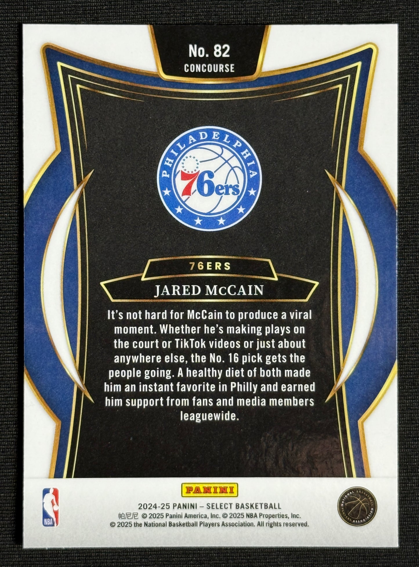 2024-25 Panini Select Jared McCain Rookie Blue (Retail) #82