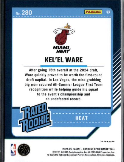 2024-25 Donruss Optic Kel'el Ware Rookie Silver Holo #280