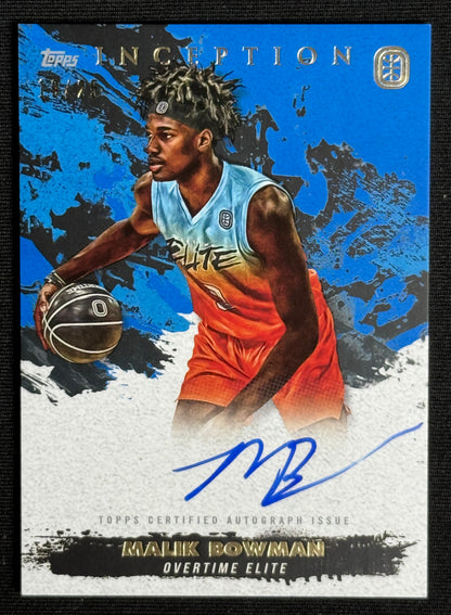 2021-22 Topps Inception Overtime Elite Malik Bowman Blue Auto /25 #IA-MBO3