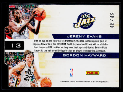 2010-11 Panini Jeremy Evans / Gordon Hayward Starting Blocks Die Cut #/49 #13