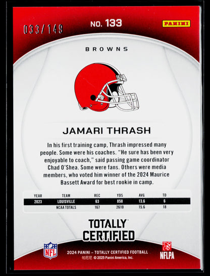 2024 Panini Totally Certified Jamari Thrash Mirror Platinum Blue #/149 #133 RC