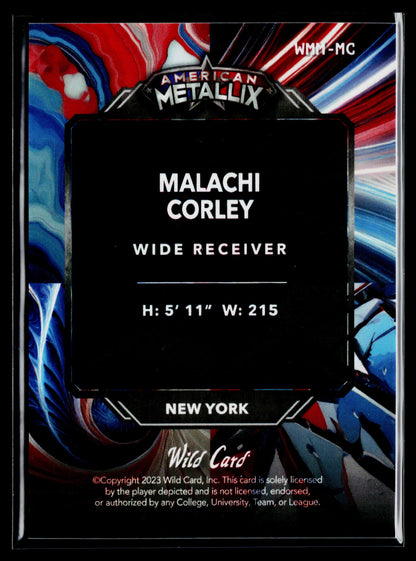 2023 Wild Card Metallix WildMarble Blue/White Malachi Corley #/20 #WMM-MC