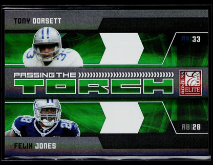 2009 Donruss Elite Tony Dorsett / Felix Jones Passing the Torch Green #/499 #5