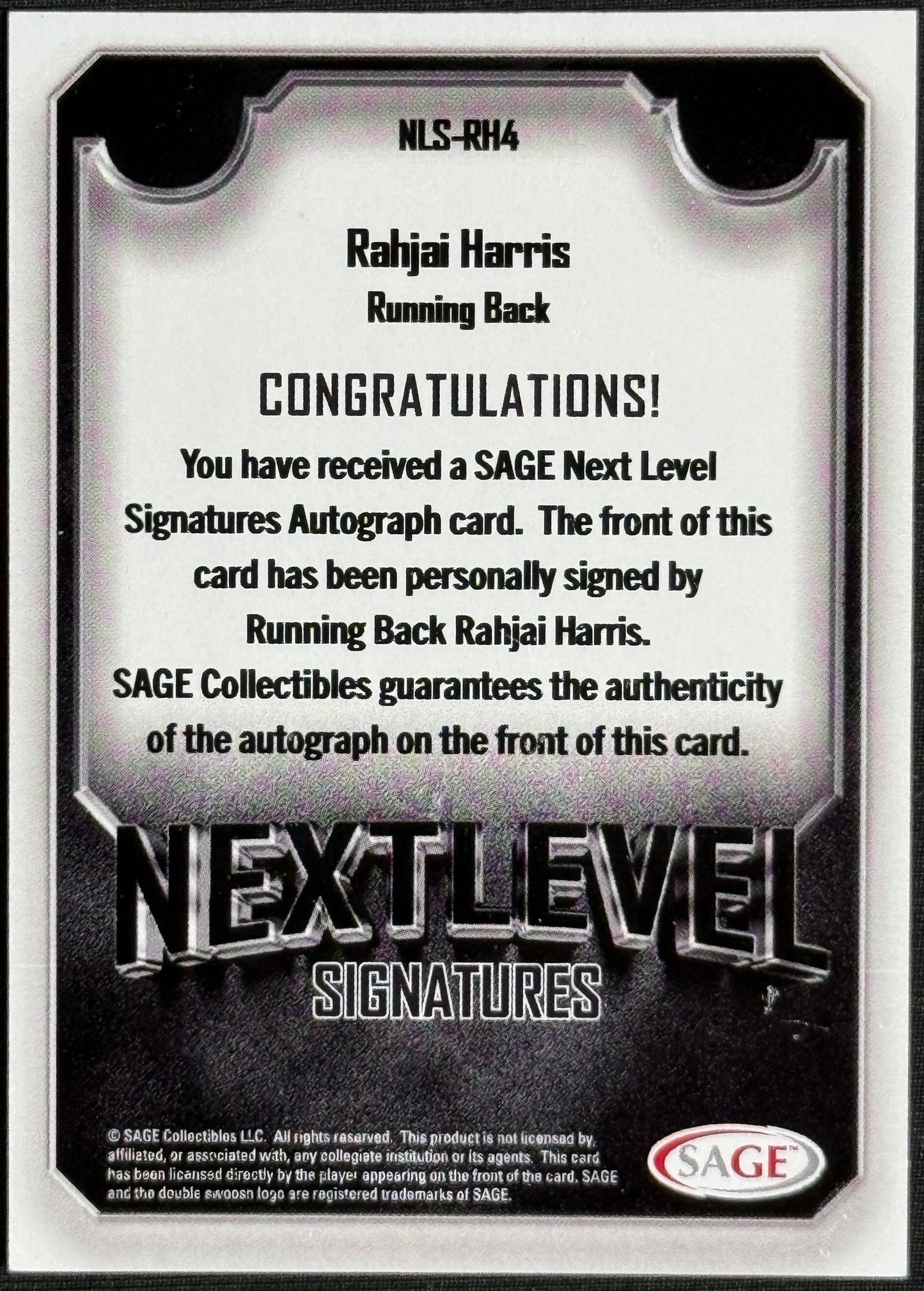 #NLSRH4 Rahjai Harris SAGE Next Level Signatures
