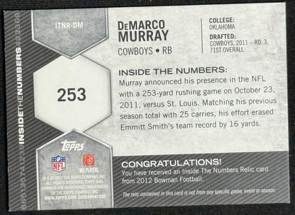 2012 Bowman DeMarco Murray Inside the Numbers Relics #ITNR-DM