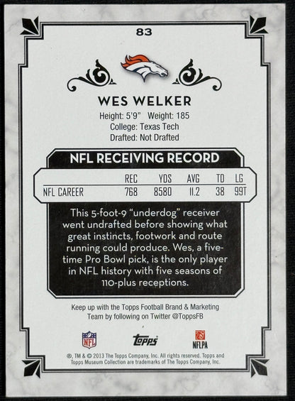 2013 Topps Museum Collection Wes Welker #83