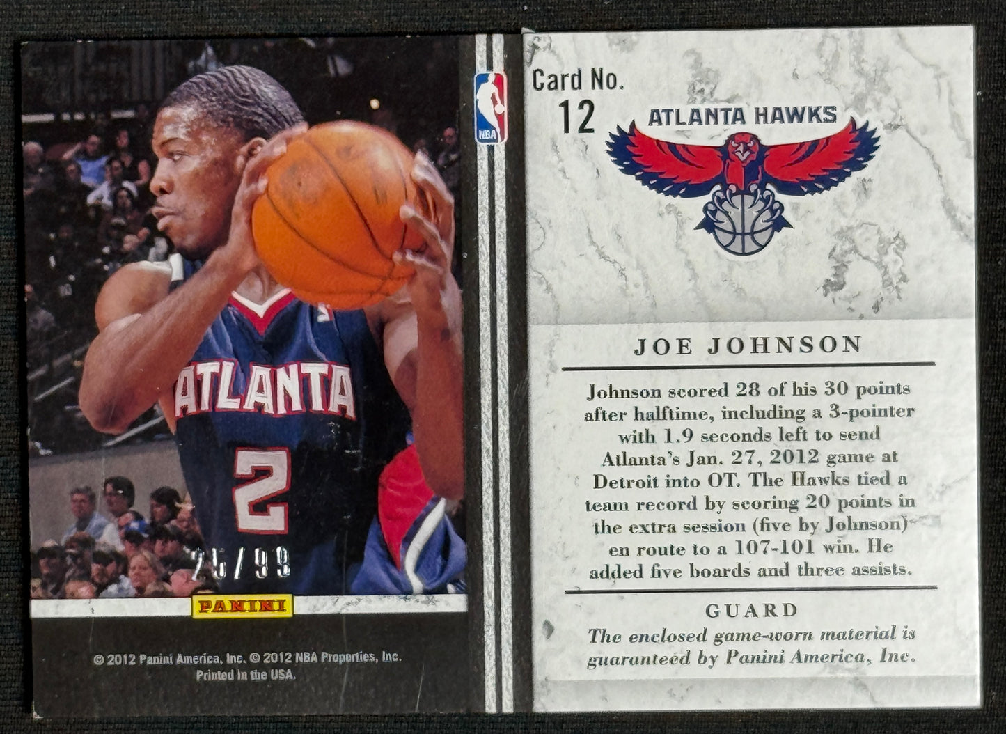 2011-12 Panini Limited Joe Johnson Jumbo #/99 #12