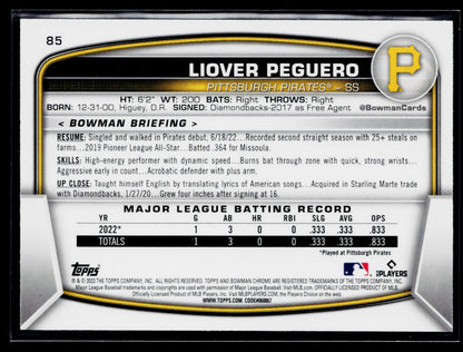 2023 Bowman Liover Peguero Rookie Mojo Refractors #85