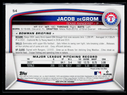 2023 Bowman Jacob deGrom Mojo Refractors #54