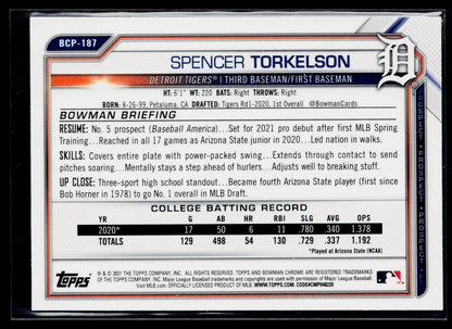 2021 Bowman Chrome Spencer Torkelson Prospects Mojo Refractor #BCP-187