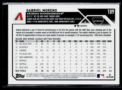 2023 Topps Chrome Gabriel Moreno Negative Refractors #189