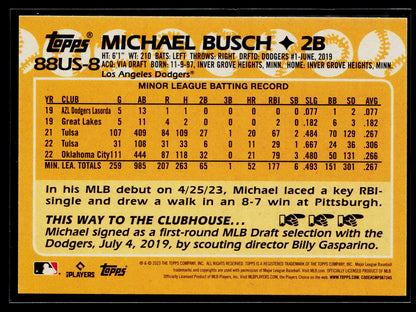 2023 Topps Update Michael Busch 1988 Topps Baseball 35th Anniversary #88US-8