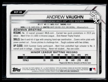 2021 Bowman Andrew Vaughn Chrome Prospects #BCP-88