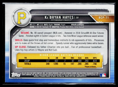 2019 Bowman Ke'Bryan Hayes Chrome Prospects #BCP-71