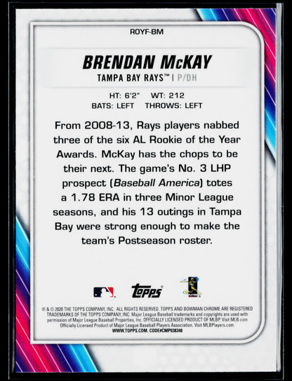 2020 Bowman Brendan McKay Chrome Rookie of the Year Favorites #ROYF-BM