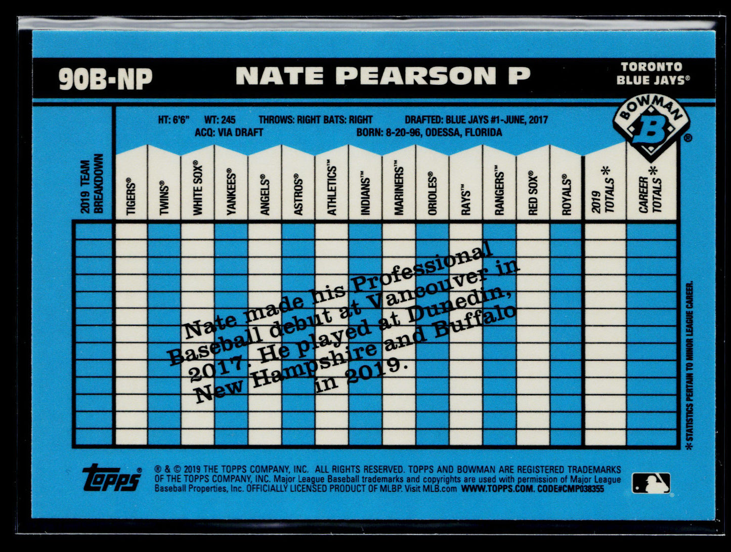 2020 Bowman Nate Pearson 1990 Bowman #90B-NP