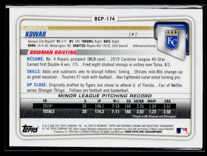 2020 Bowman Chrome Jackson Kowar Prospects Mojo Refractor #BCP-174
