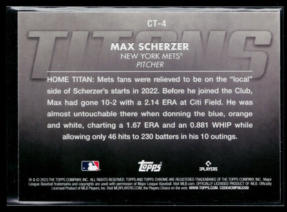 2023 Topps Chrome Max Scherzer Titans #CT-4