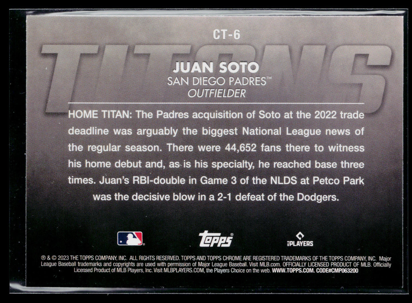 2023 Topps Chrome Juan Soto Titans #CT-6